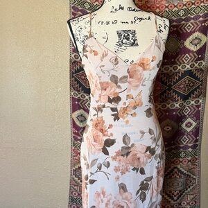 Floral Slip Dress in Blush and Taupe